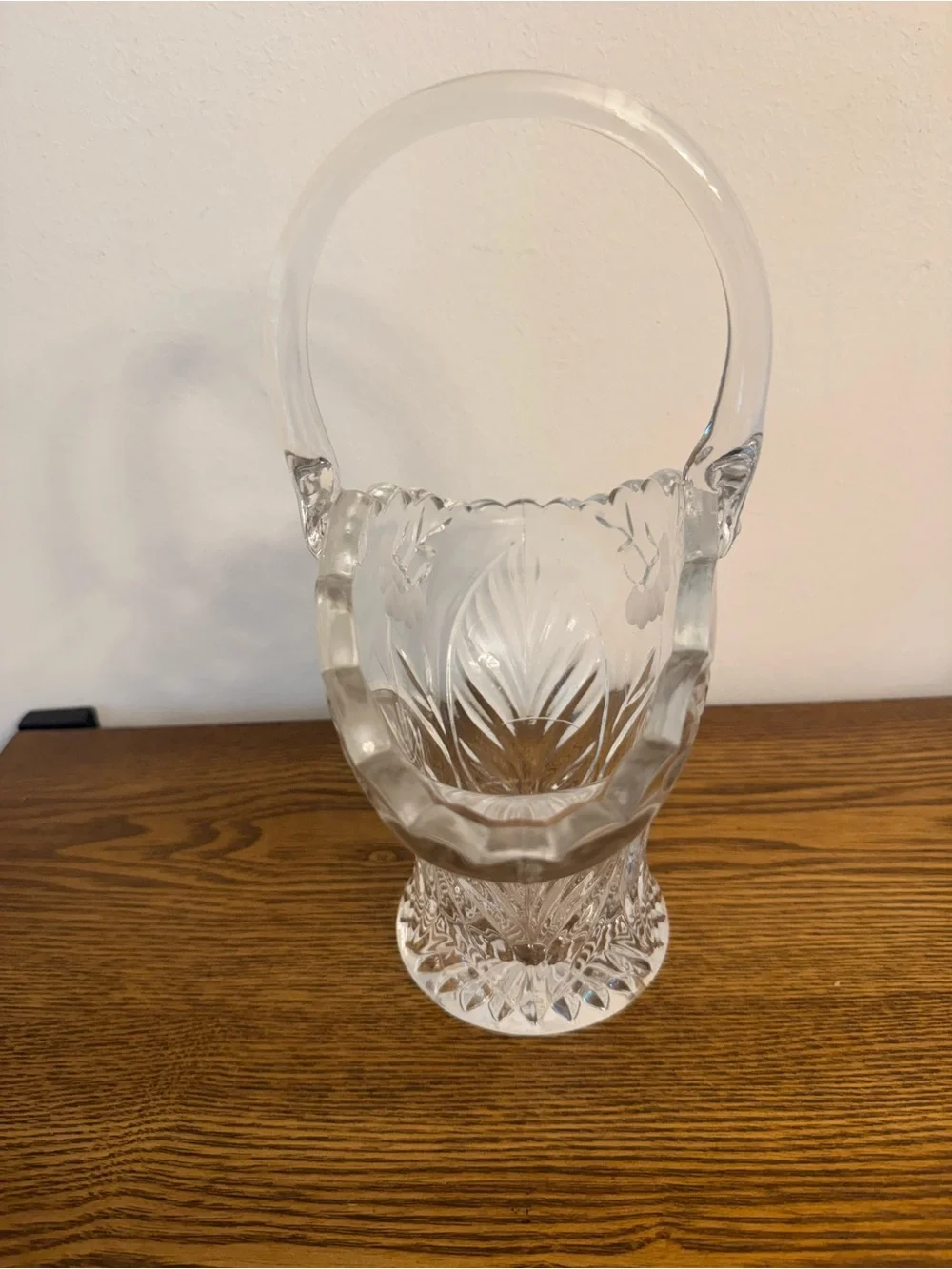 Vintage Princess House Crystal Heritage Romance Collection Handled Flower Basket